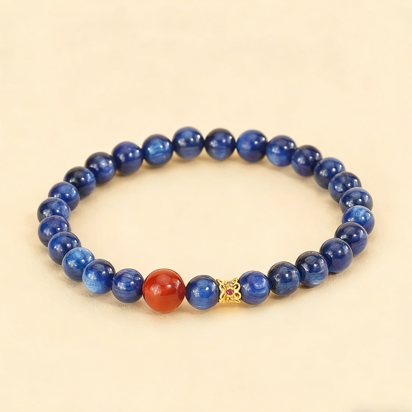 蓝晶石+红玛瑙转运手串